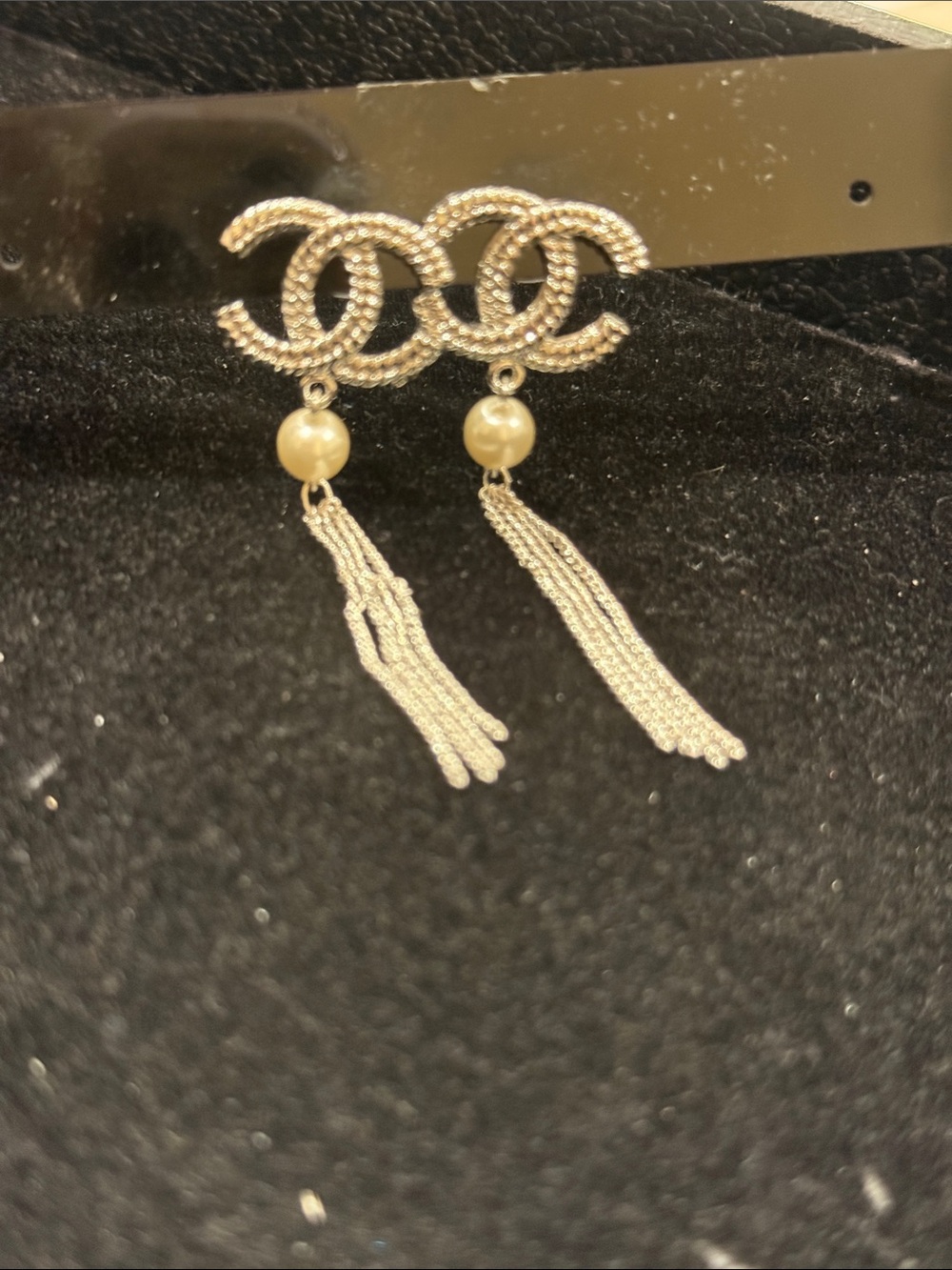 Gold-Tone Pearl Drop Tassel Earrings